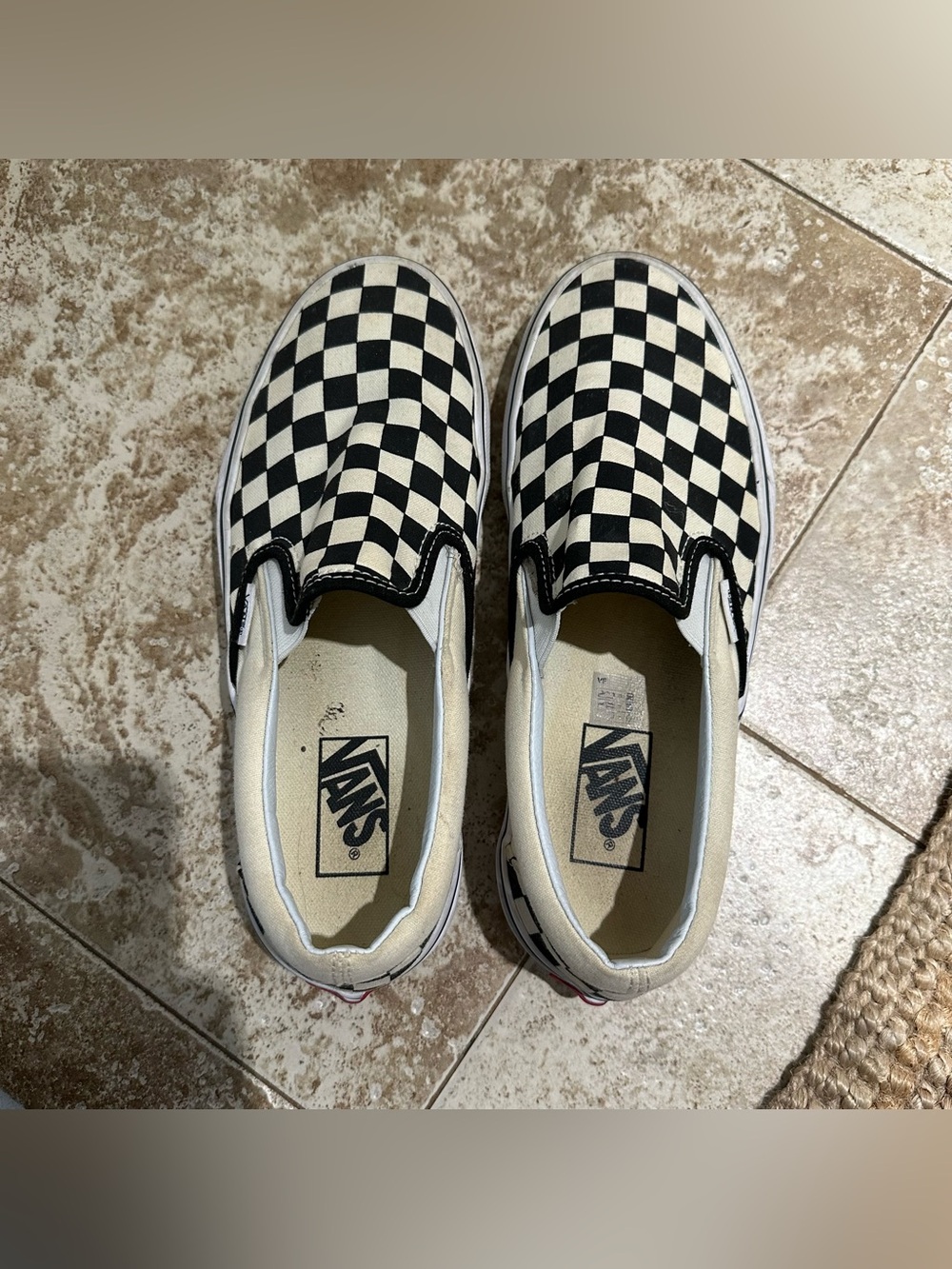 Vans Black & White Checkerboard Slip-On Sneakers - Picture 2 of 6